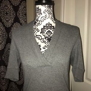 Express gray Vneck knit top lightly rubbed